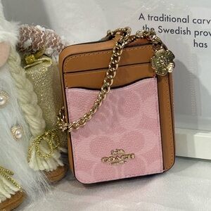 Coach Zip Card Case In Signature Canvas CEC50 POWDER PINK